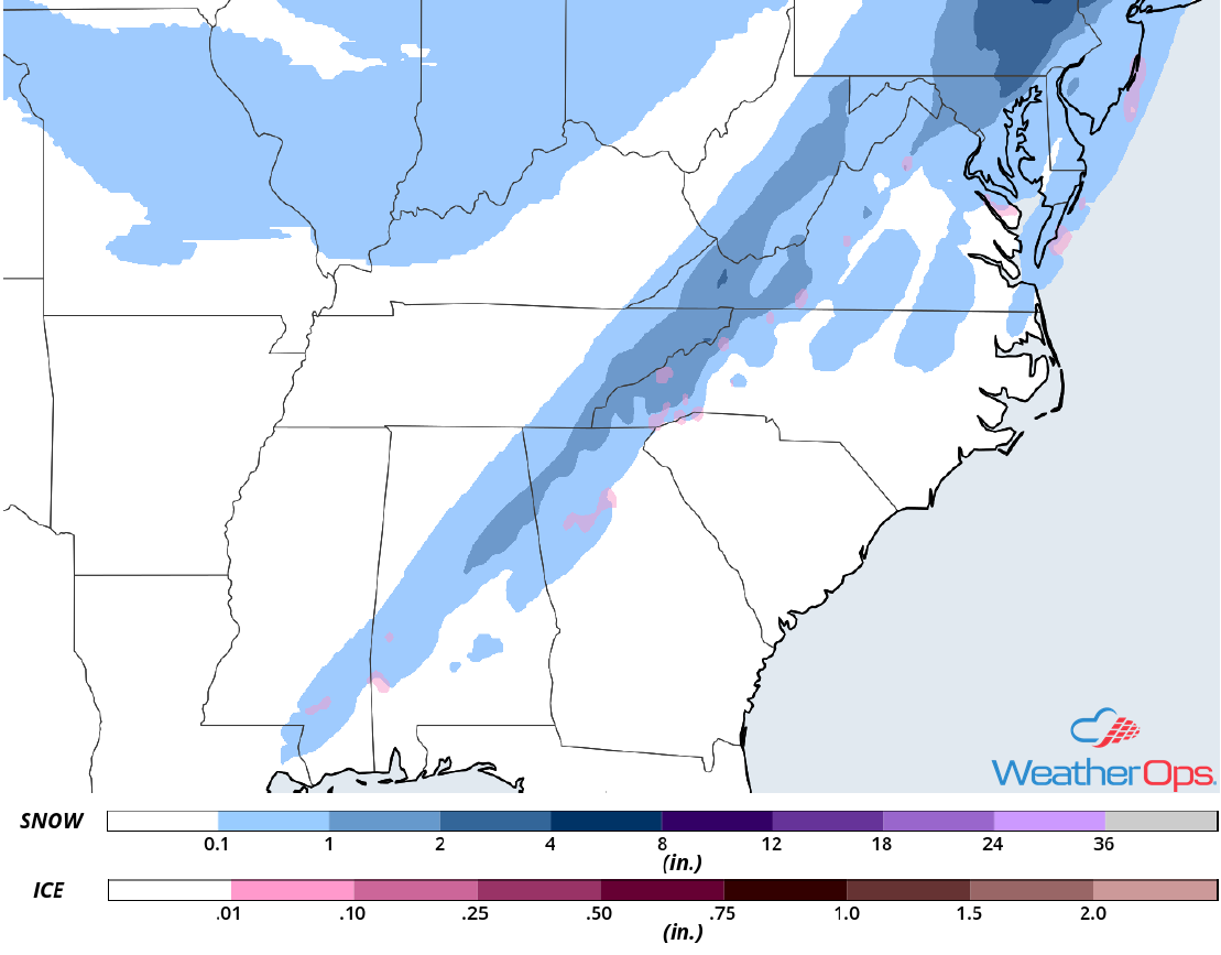 Snow Accumulation for Tuesday, January 29, 2019