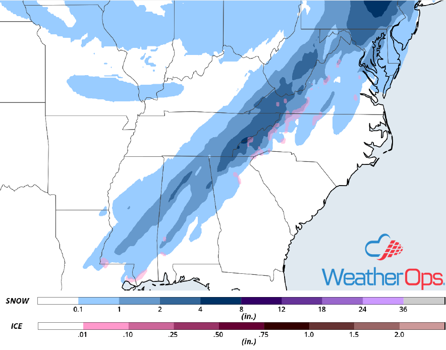 Snow Accumulation for Tuesday, January 29, 2019