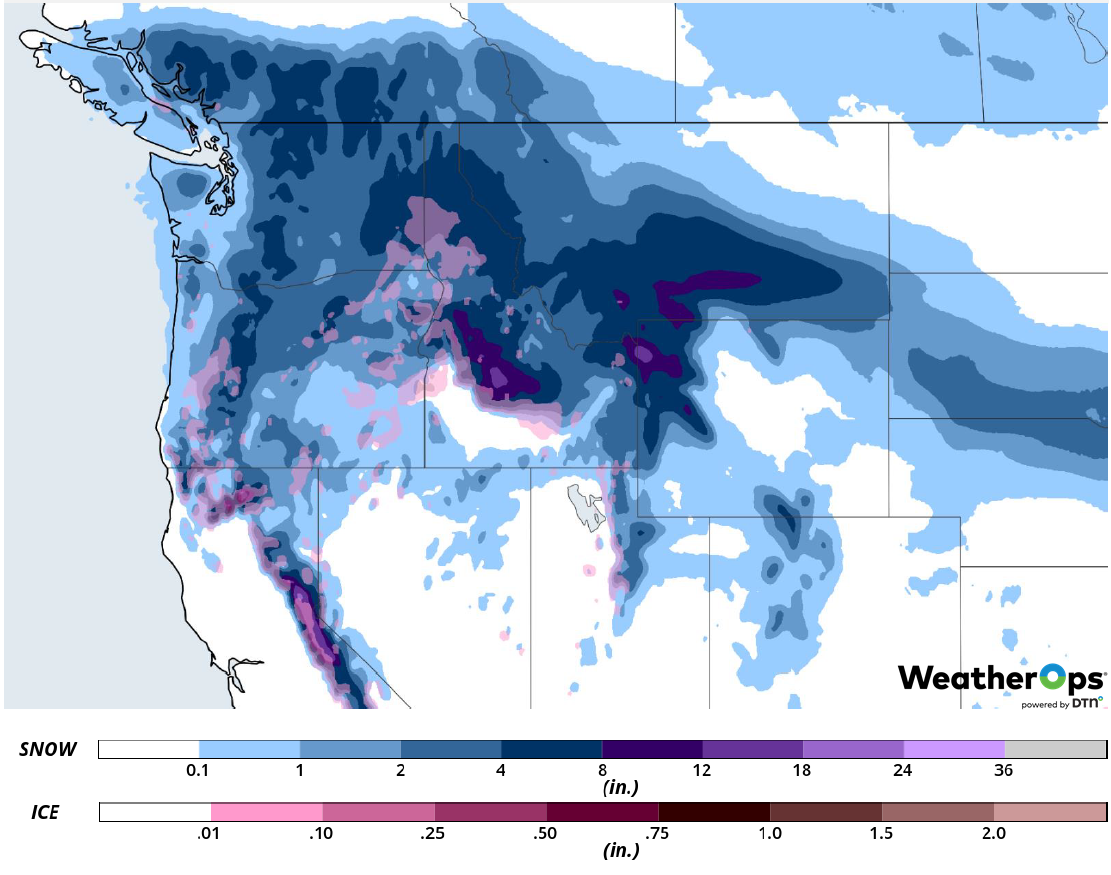 Snow Accumulation for February 27-28, 2019