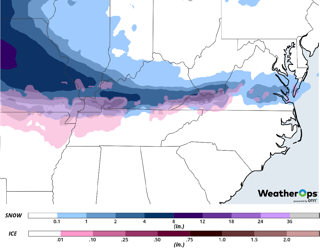 Snow and Ice Accumulation February 15-16, 2019
