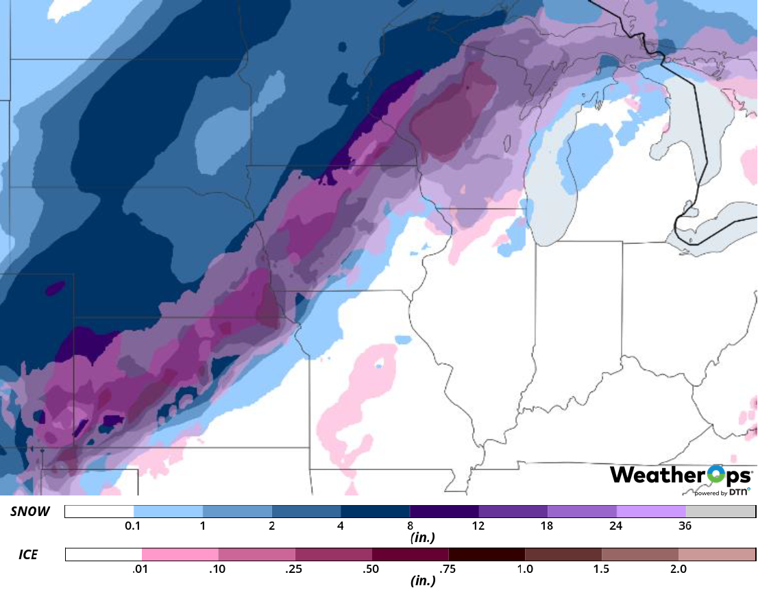 Snow Accumulation for February 22-23, 2019