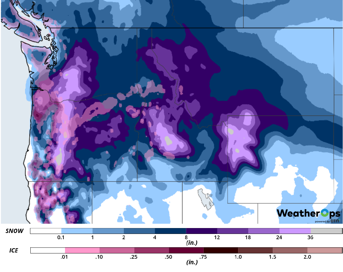 Snow Accumulation for Sunday, February 24, 2019