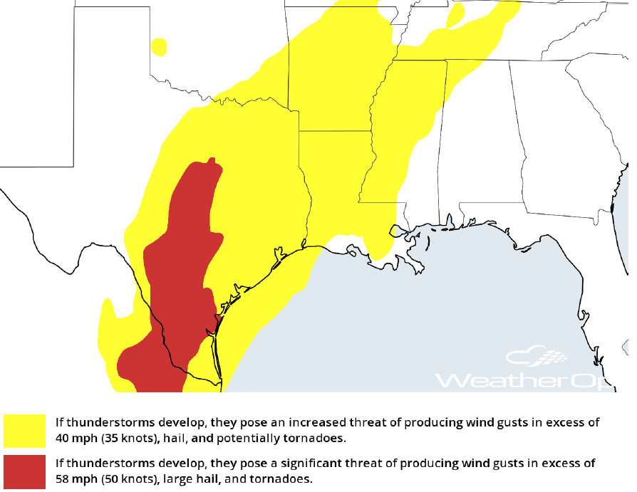 Thunderstorm Risk for Wednesday, March 28, 2018