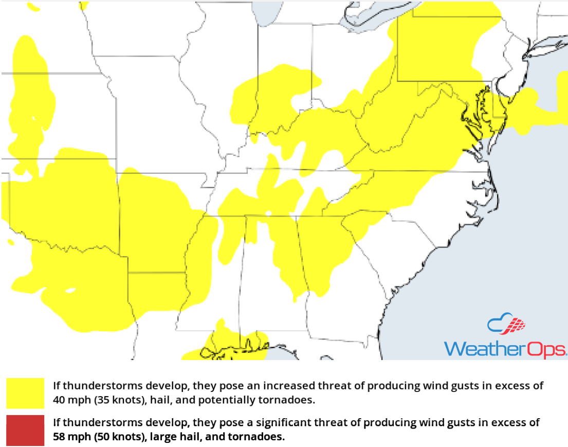 Thunderstorm Risk for Monday, July 30, 2018