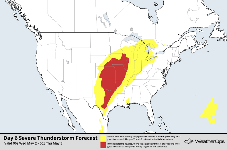 Thunderstorm Forecast for Wednesday, May 2, 2018