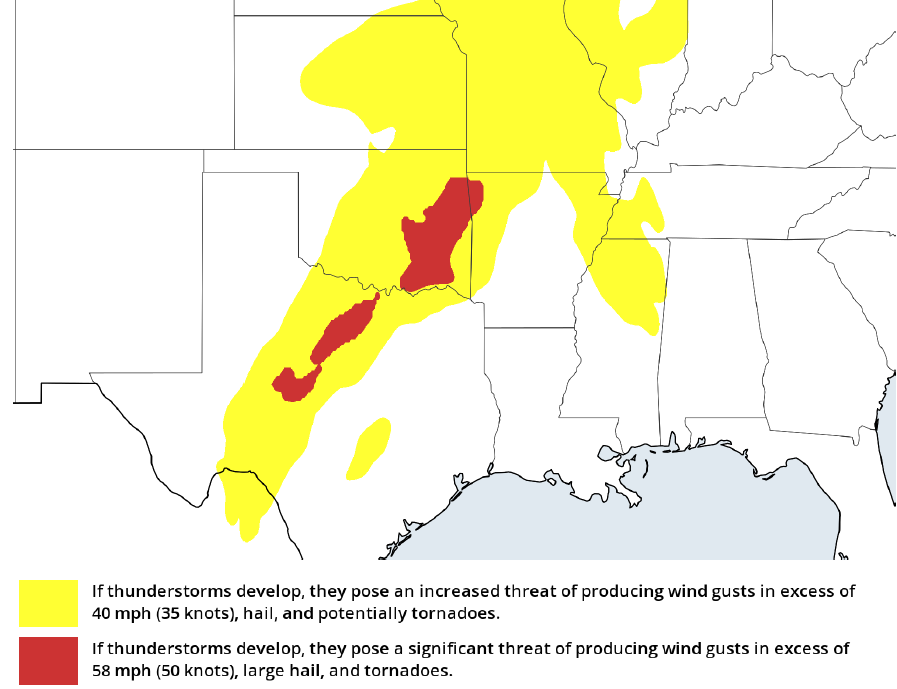 Thunderstorm Forecast for Monday, March 26, 2018