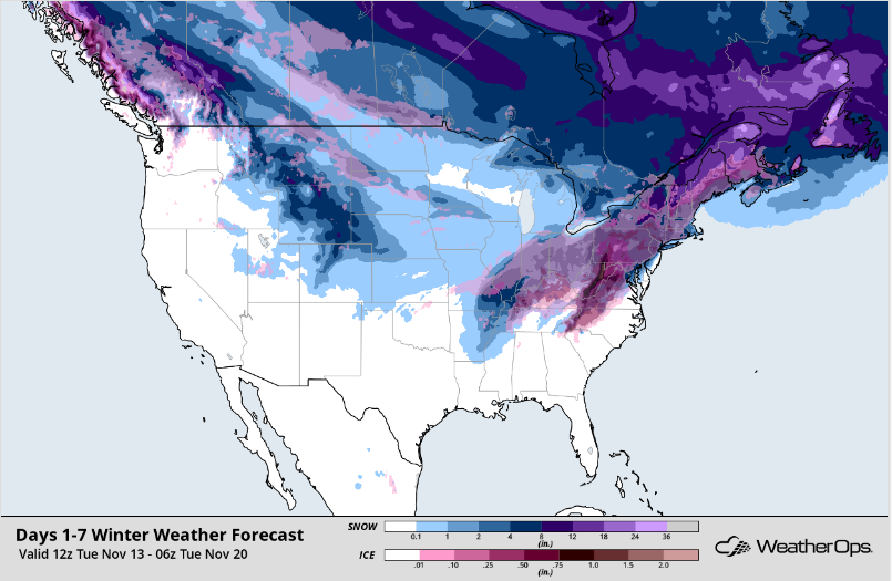 WeatherOps Snow Accumulation Forecast - Nov 13-20