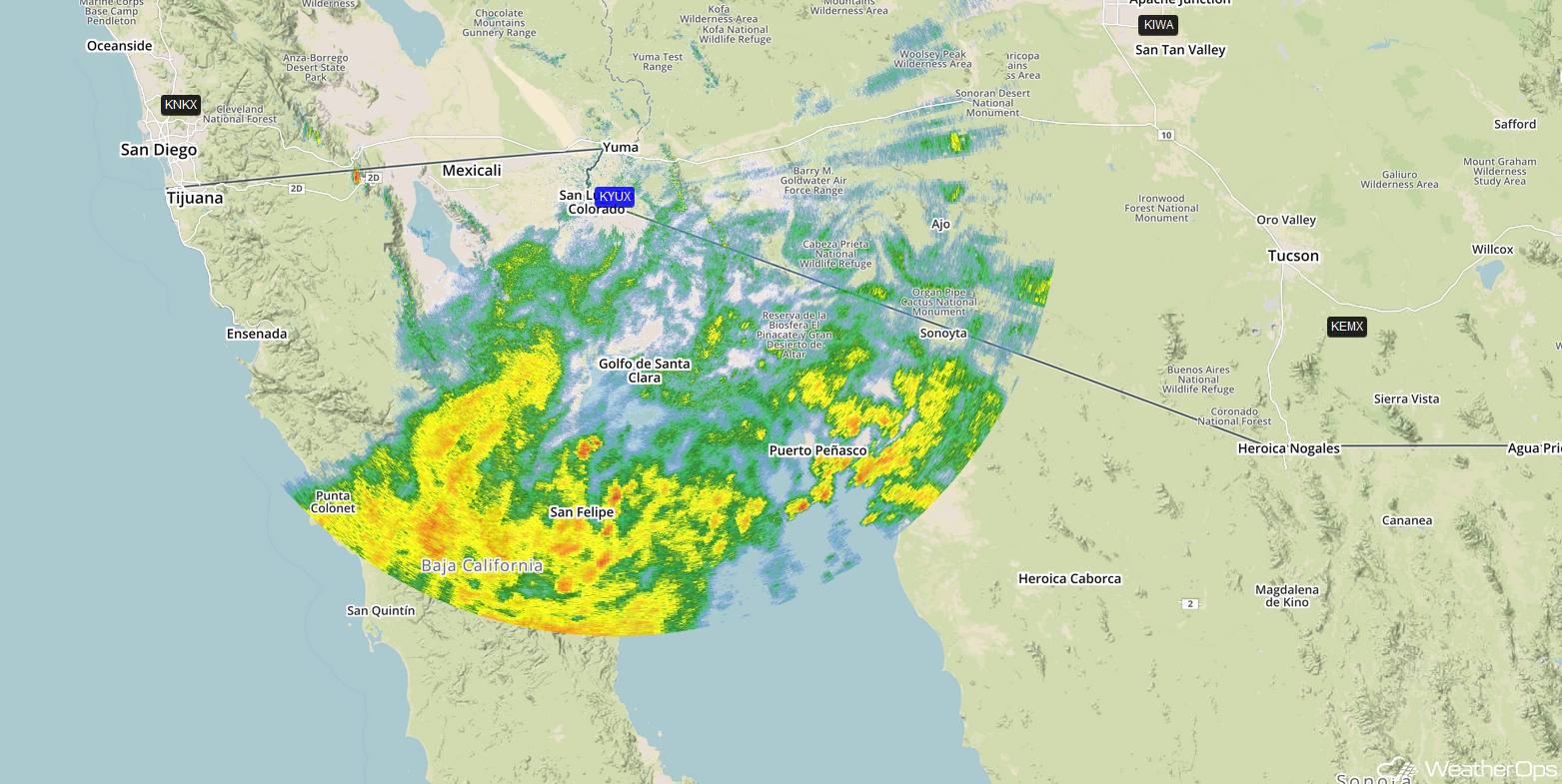 Yuma, AZ Radar Image of Tropical Storm Rosa's Outer Bands