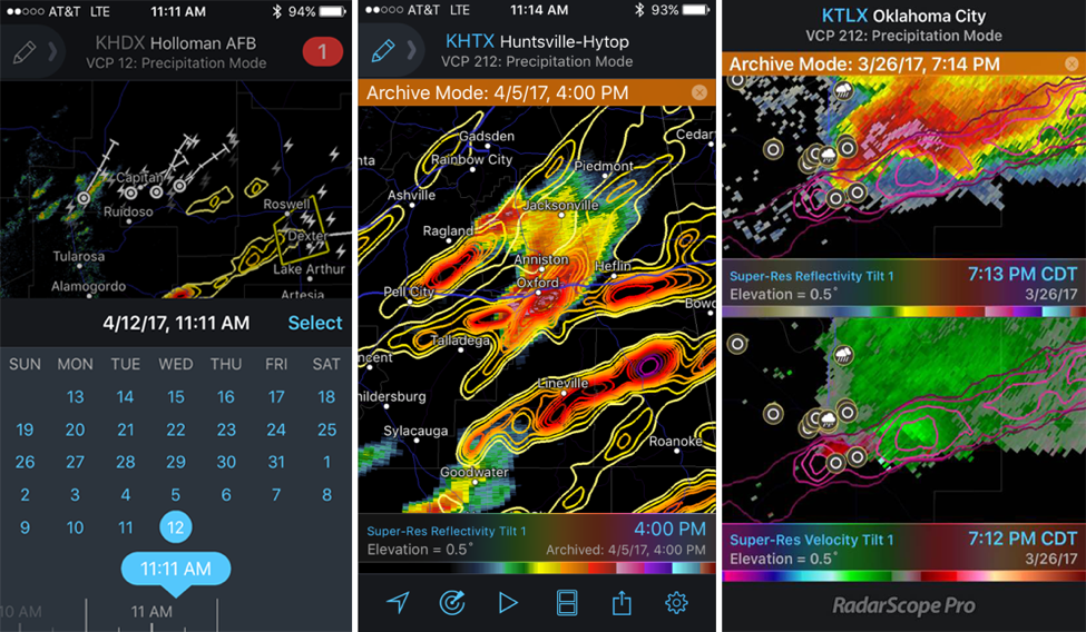 Top Grossing Radar App Adds 30-Day Archive Plus Hail and Shear Contours