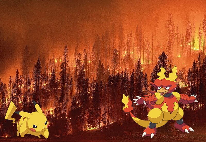 Battle Between Pikachu and Magmar Sparks Wildfire in California