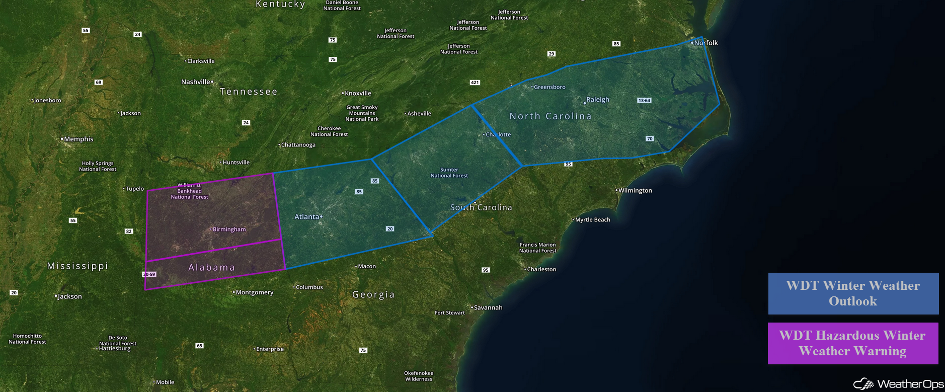 Winter Storm Expected in the Southeast on Saturday