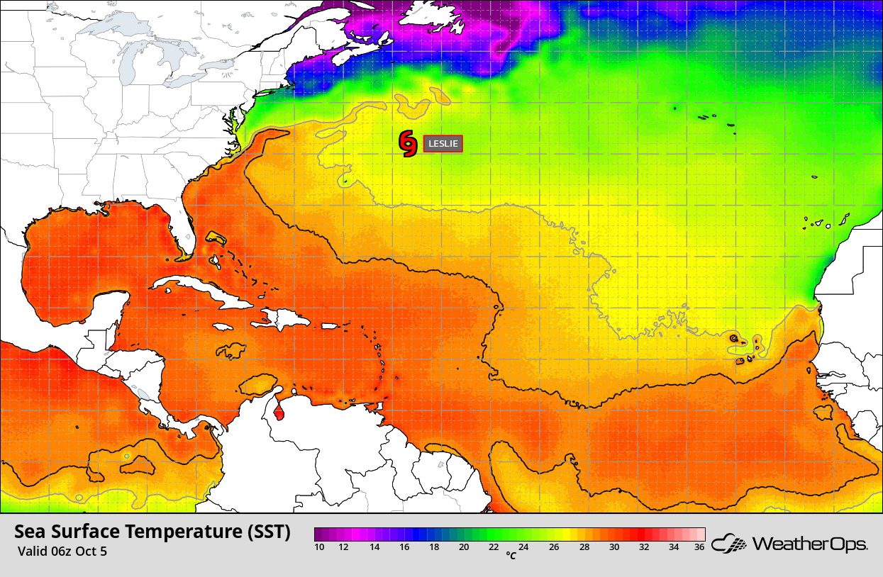 Atlantic Ocean Water Temperature Map   Sst Oct 2018 