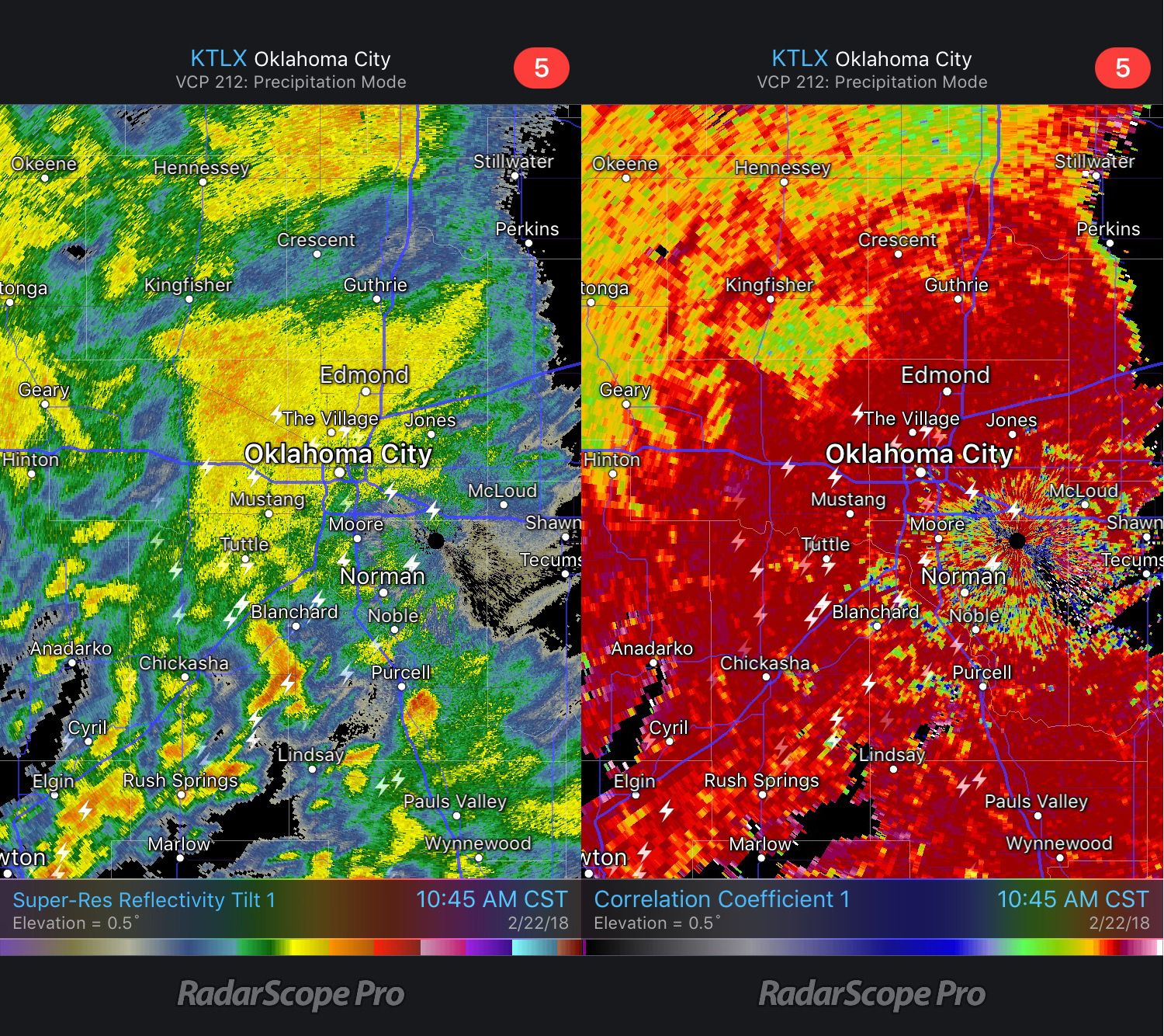 View of an Ice Storm from RadarScope, Weather Radio, and WeatherOps Apps